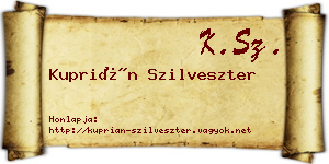 Kuprián Szilveszter névjegykártya